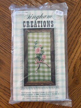 Crewel Embroidery Kit Gingham Creations Frame Floral Sealed NEW